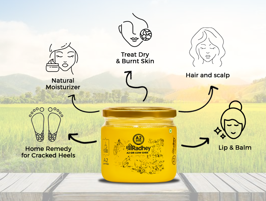 External use benefits of Shree Radhey’s A2 ghee